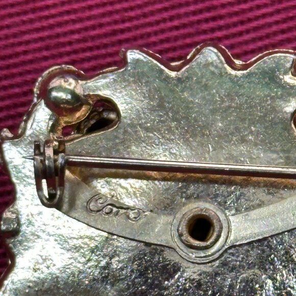 VTG Coro Ruby Red Rhinestone Rectangular Brooch - Picture 9 of 10